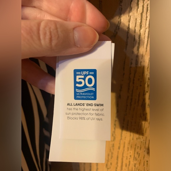 Lands' End Black and White Striped One Piece Swimsuit - Picture 4 of 8